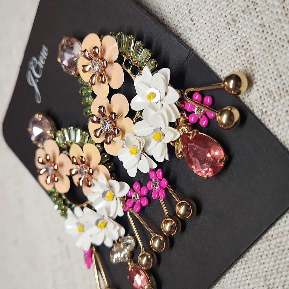 J. Crew Chandelier Style "Into the Wilderness" Sequin Floral Statement E… - Picture 3 of 10
